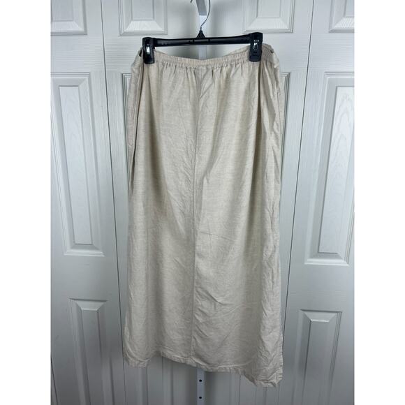 Vintage 90s Cream Linen Midi Skirt Floral Embroidery Venezia Jeans Co Size 14/16 - Picture 6 of 6